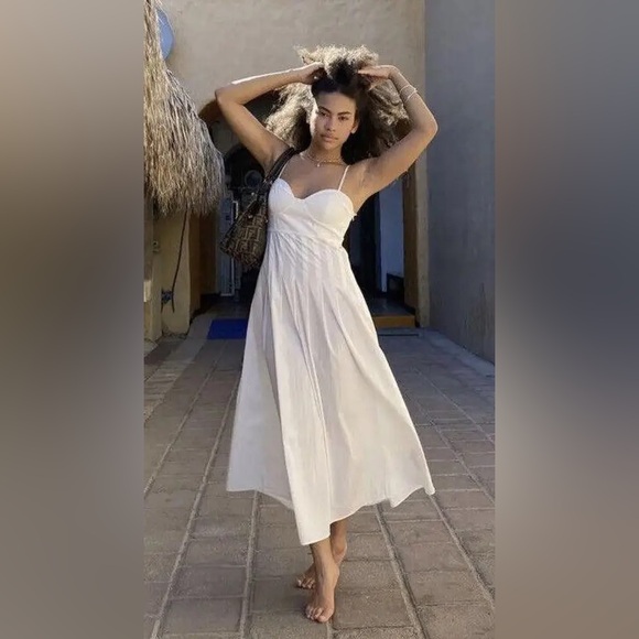 Zara Dresses & Skirts - ZARA Dress Maxi Corset Style Bohemian White Summer Vacation